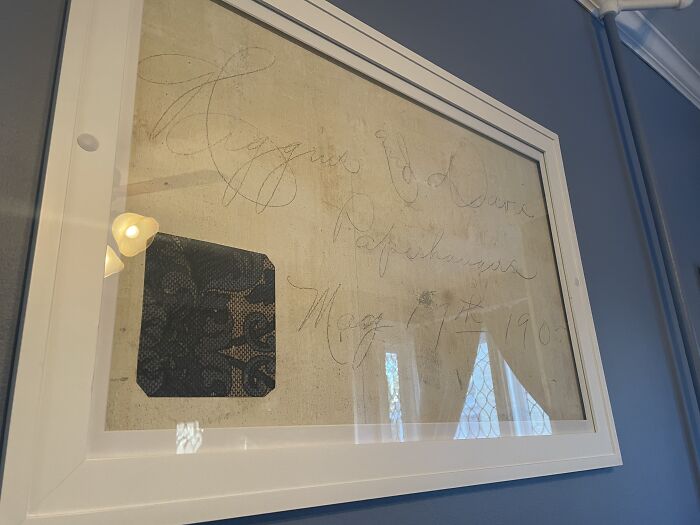 Cousin Was Ripping Up Wallpaper And Found Some Old Writing On The Wall From When The House Was Built In 1905