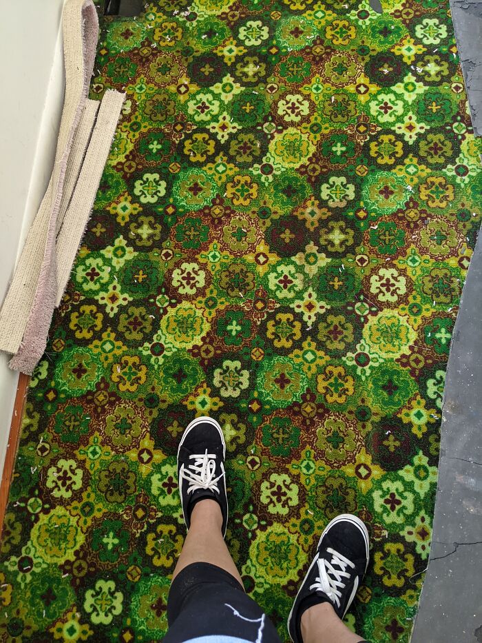 This Interesting Carpet Choice Being Used As Padding Underneath Pink Wall To Wall Carpet