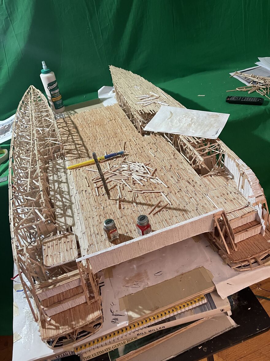 Work In Progress Of A Toothpick Catamaran