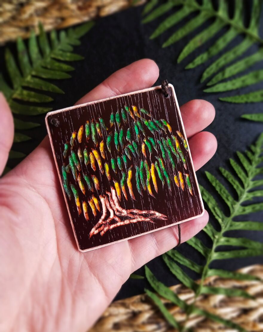 Willow Tree Wood Carving Hanging Decor