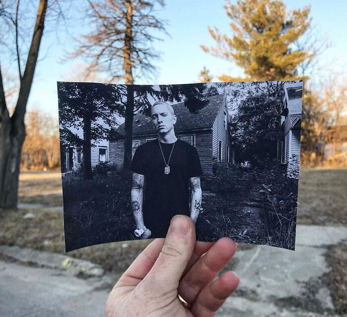 Eminem By Jeremy Deputat. He’s Standing In Front Of His Childhood Home Which Was Featured On The Marshall Mathers Ep