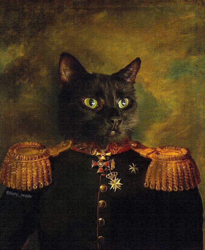 Russian Artist Surprises His Followers By Turning Cats Into Renaissance Paintings (78 Pics)