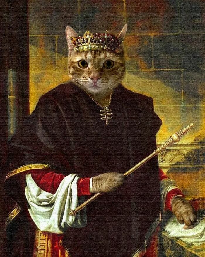 Russian Artist Surprises His Followers By Turning Cats Into Renaissance Paintings (78 Pics)