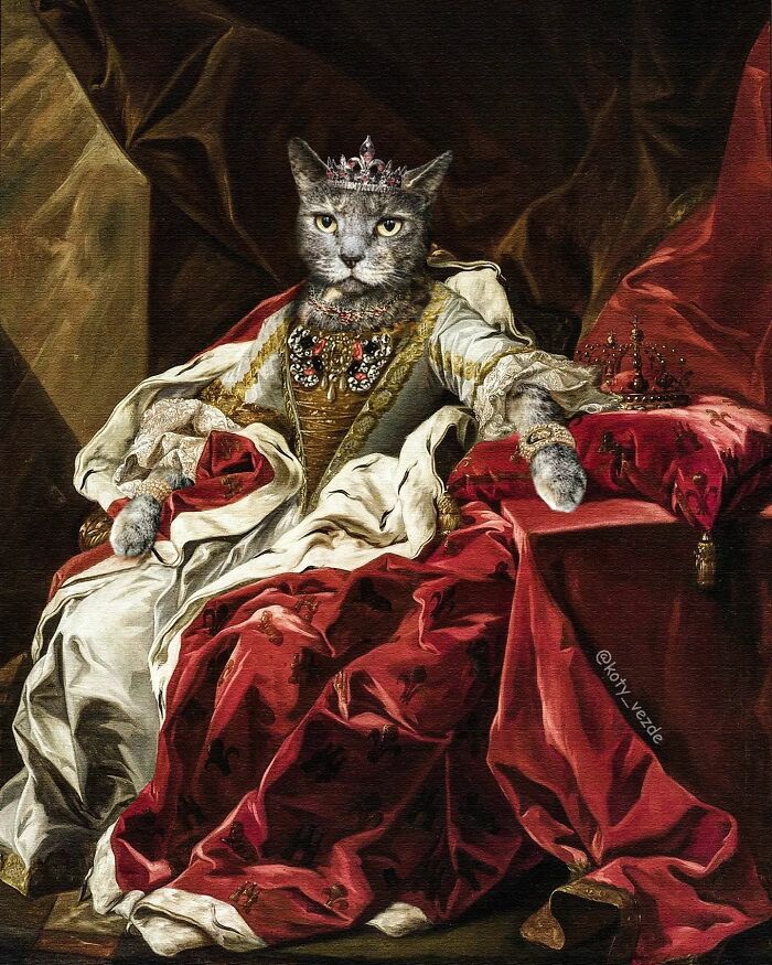 Russian Artist Surprises His Followers By Turning Cats Into Renaissance Paintings (78 Pics)