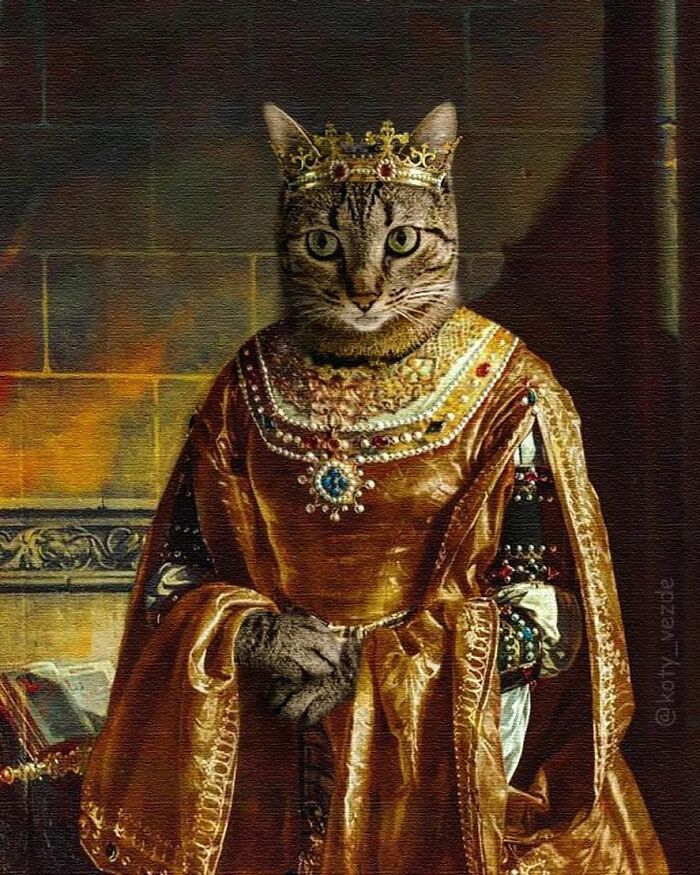 Russian Artist Surprises His Followers By Turning Cats Into Renaissance Paintings (78 Pics)