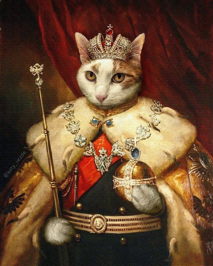 Russian Artist Surprises His Followers By Turning Cats Into Renaissance Paintings (78 Pics)