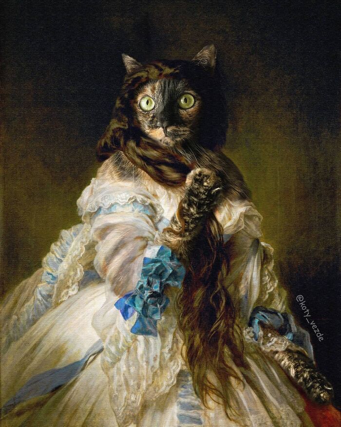 Russian Artist Surprises His Followers By Turning Cats Into Renaissance Paintings (78 Pics)