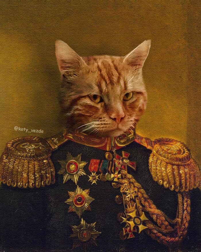Russian Artist Surprises His Followers By Turning Cats Into Renaissance Paintings (78 Pics)