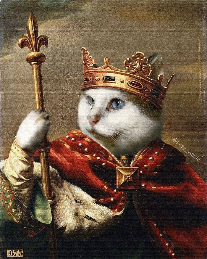 Russian Artist Surprises His Followers By Turning Cats Into Renaissance Paintings (78 Pics)