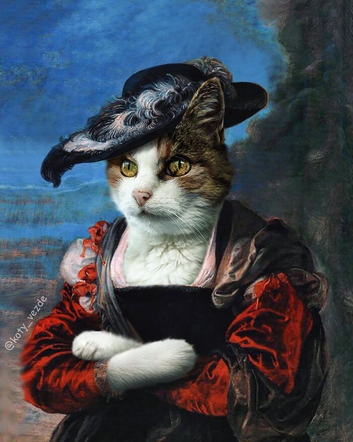 Russian Artist Surprises His Followers By Turning Cats Into Renaissance Paintings (78 Pics)