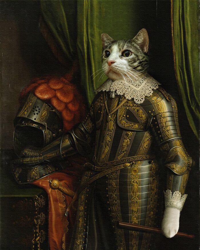 Russian Artist Surprises His Followers By Turning Cats Into Renaissance Paintings (78 Pics)