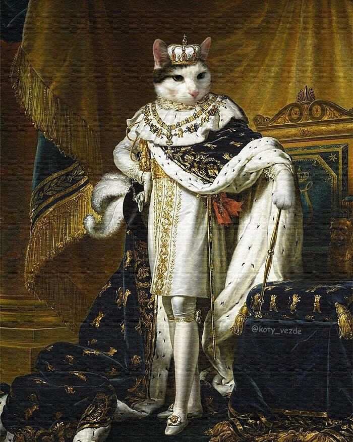 Russian Artist Surprises His Followers By Turning Cats Into Renaissance Paintings (78 Pics)