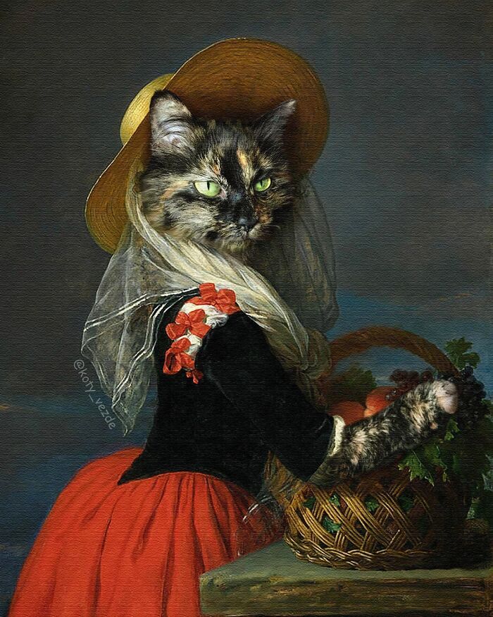 Russian Artist Surprises His Followers By Turning Cats Into Renaissance Paintings (78 Pics)