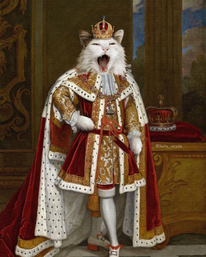 Russian Artist Surprises His Followers By Turning Cats Into Renaissance Paintings (78 Pics)