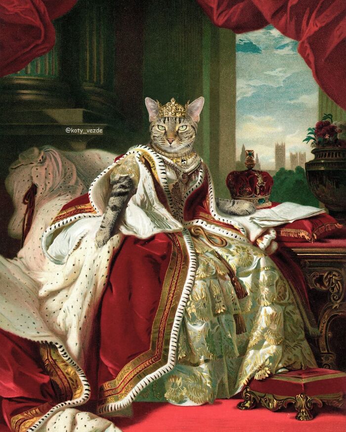 Russian Artist Surprises His Followers By Turning Cats Into Renaissance Paintings (78 Pics)