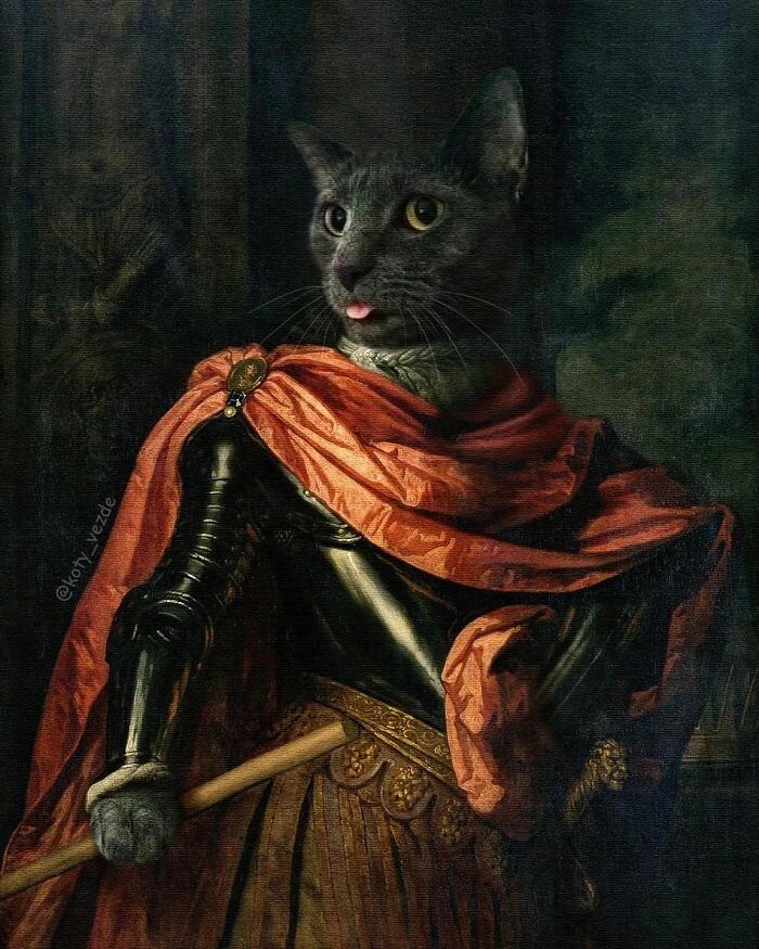 Russian Artist Surprises His Followers By Turning Cats Into Renaissance Paintings (78 Pics)