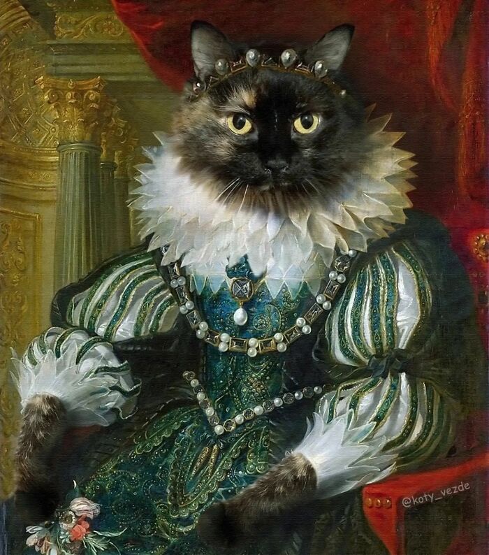 Russian Artist Surprises His Followers By Turning Cats Into Renaissance Paintings (78 Pics)