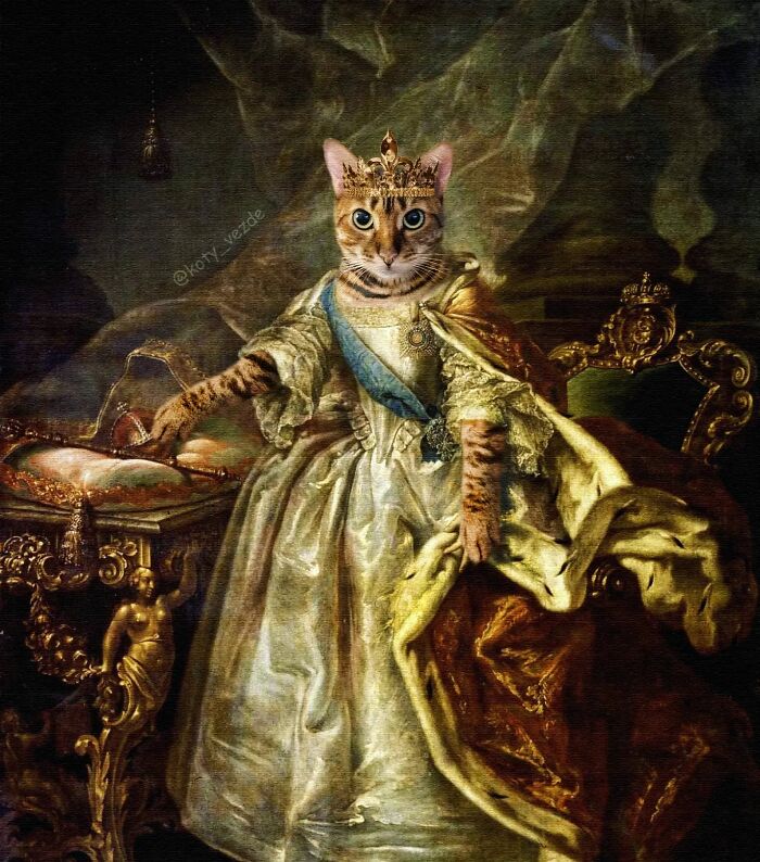 Russian Artist Surprises His Followers By Turning Cats Into Renaissance Paintings (78 Pics)