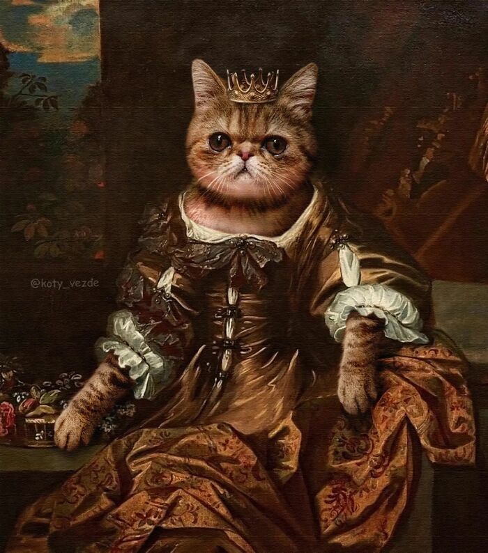 Russian Artist Surprises His Followers By Turning Cats Into Renaissance Paintings (78 Pics)