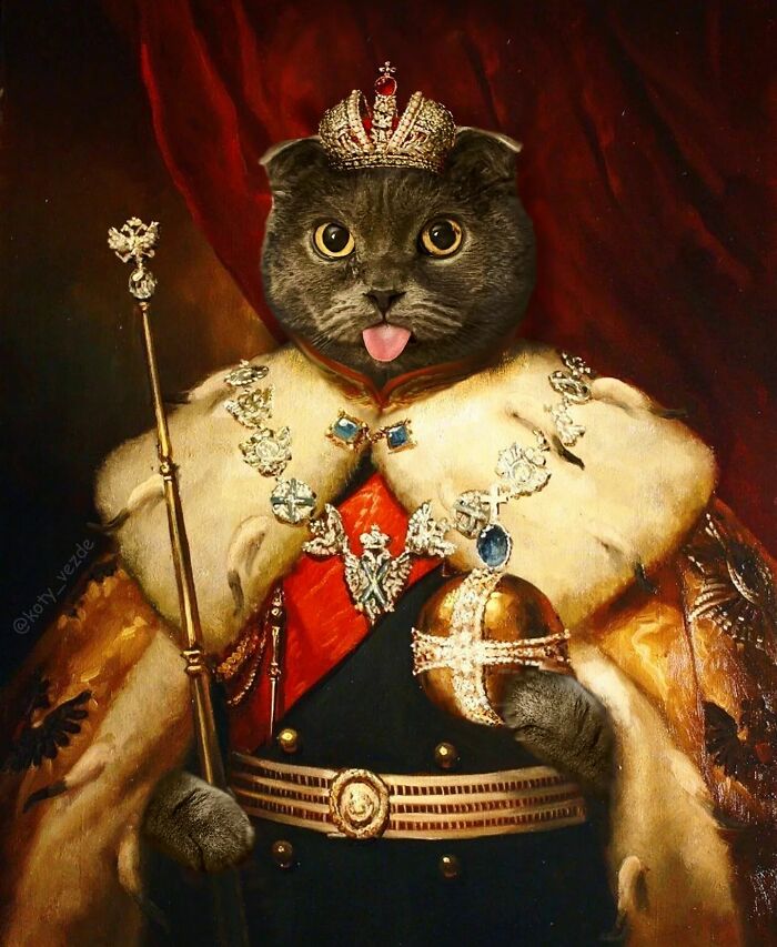 Russian Artist Surprises His Followers By Turning Cats Into Renaissance Paintings (78 Pics)