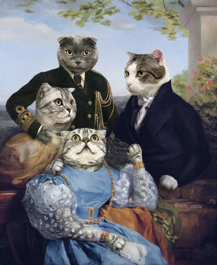 Russian Artist Surprises His Followers By Turning Cats Into Renaissance Paintings (78 Pics)