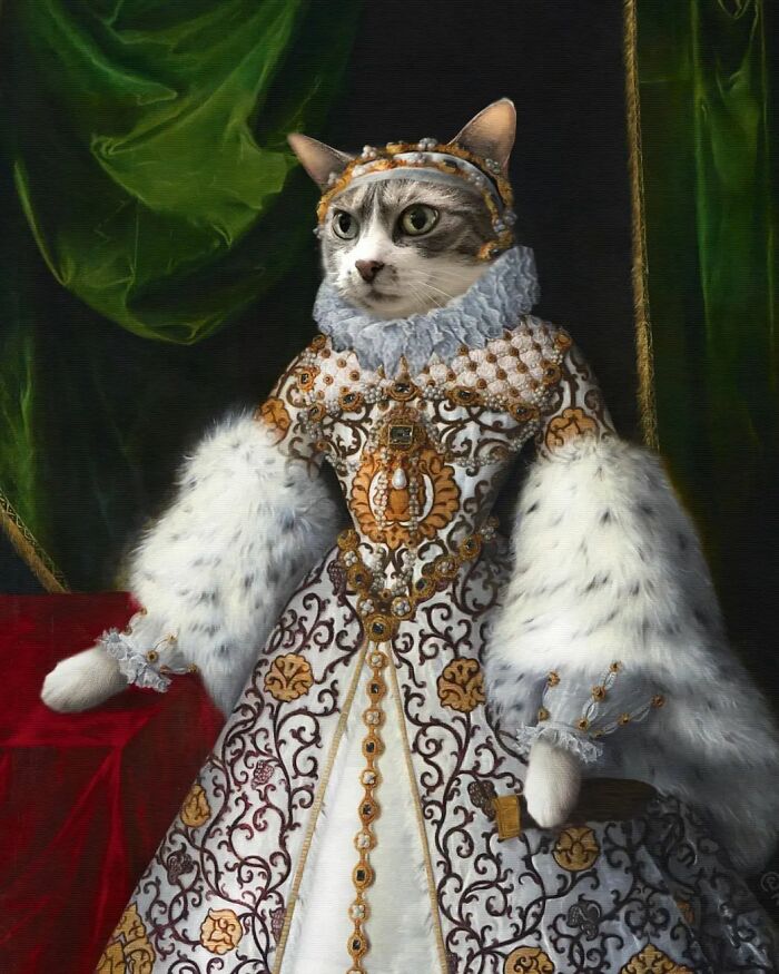 Russian Artist Surprises His Followers By Turning Cats Into Renaissance Paintings (78 Pics)