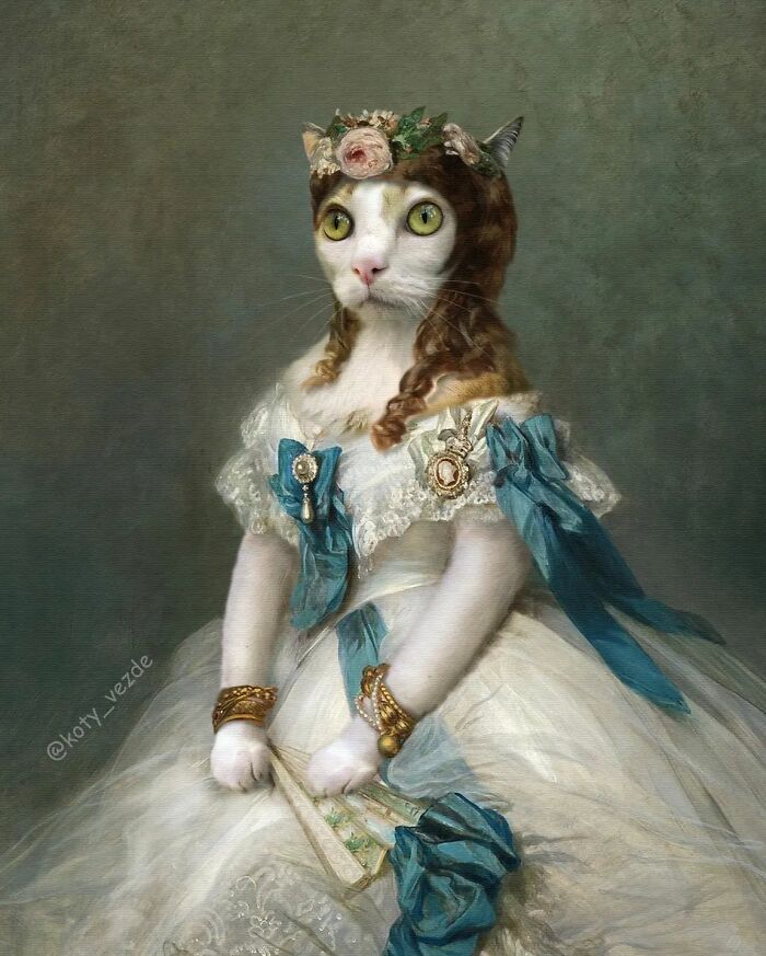Russian Artist Surprises His Followers By Turning Cats Into Renaissance Paintings (78 Pics)