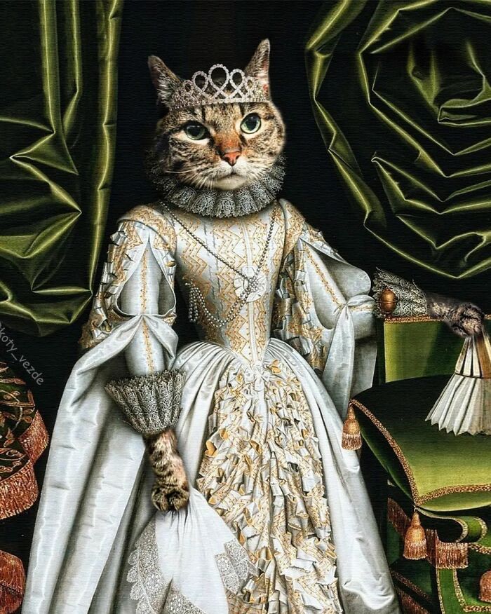 Russian Artist Surprises His Followers By Turning Cats Into Renaissance Paintings (78 Pics)