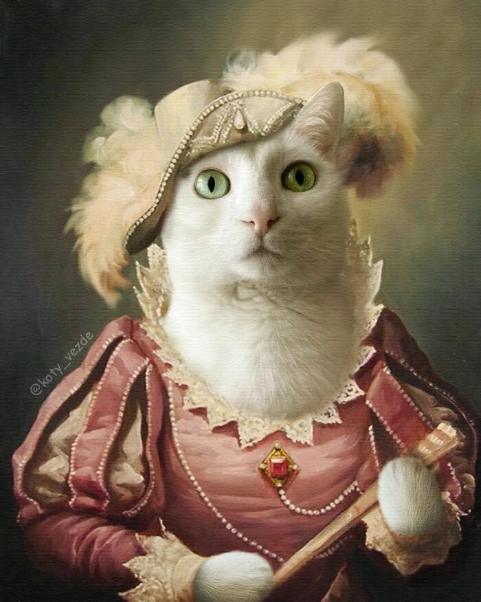 Russian Artist Surprises His Followers By Turning Cats Into Renaissance Paintings (78 Pics)