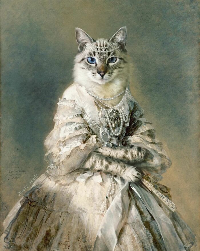 Russian Artist Surprises His Followers By Turning Cats Into Renaissance Paintings (78 Pics)