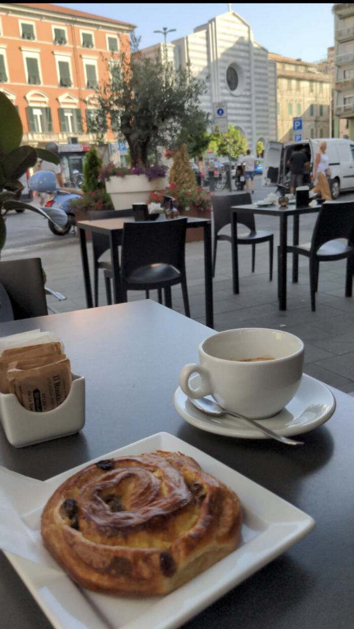 Typical Italian Breakfast In A Typical Italian City