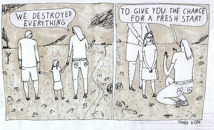 The Bizarre But Sincere Comics Of A Polish Artist About Our Society