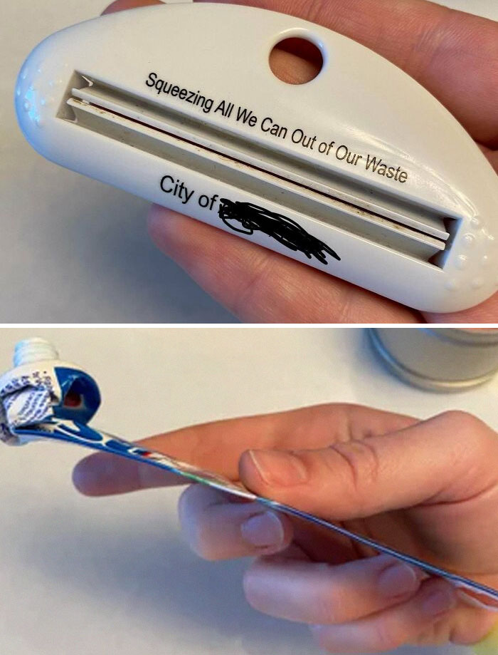 I Know It’s Not “Zero Waste” But This Lil Souvenir From A Field Trip To The Landfill Nearly A Decade Ago Has Been Helping Us Have Less Toothpaste Waste Since Then!