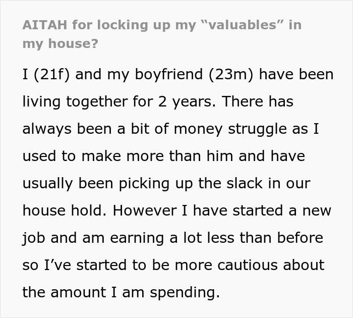 Woman Online Wonders If She’s A Jerk For Locking Her Expensive Toiletries Away From Her Boyfriend Woman Online Wonders If She’s A Jerk For Locking Her Expensive Toiletries Away From Her Boyfriend