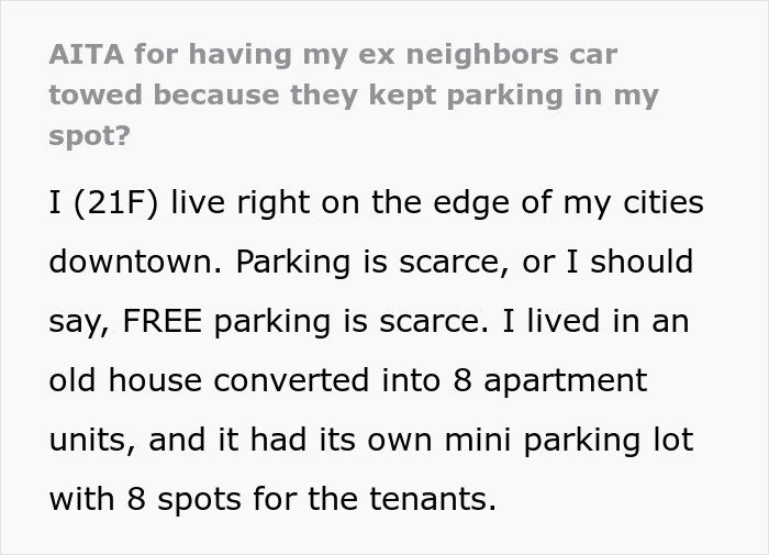 Ex-Neighbor Keeps Parking Car In This Woman&rsquo;s Spot, Gets Her Car Towed