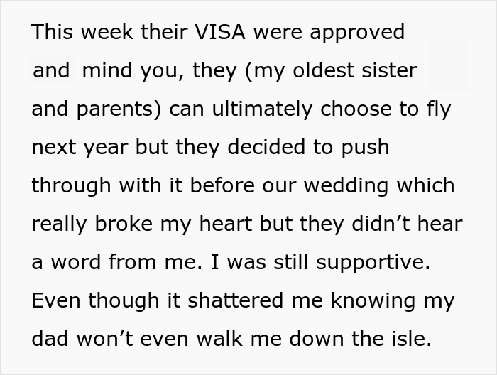 Bride-To-Be Asks If She's Wrong To Be Angry With Parents For Going On Vacation Instead Of Attending Her Wedding - 4