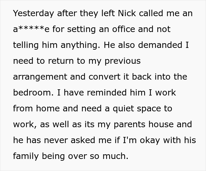 Tired Of Having To Host Husband’s Family All The Time, Woman Converts Guest Bedroom Into Her Office, Relationship Drama Ensues Tired Of Having To Host Husband’s Family All The Time, Woman Converts Guest Bedroom Into Her Office, Relationship Drama Ensues