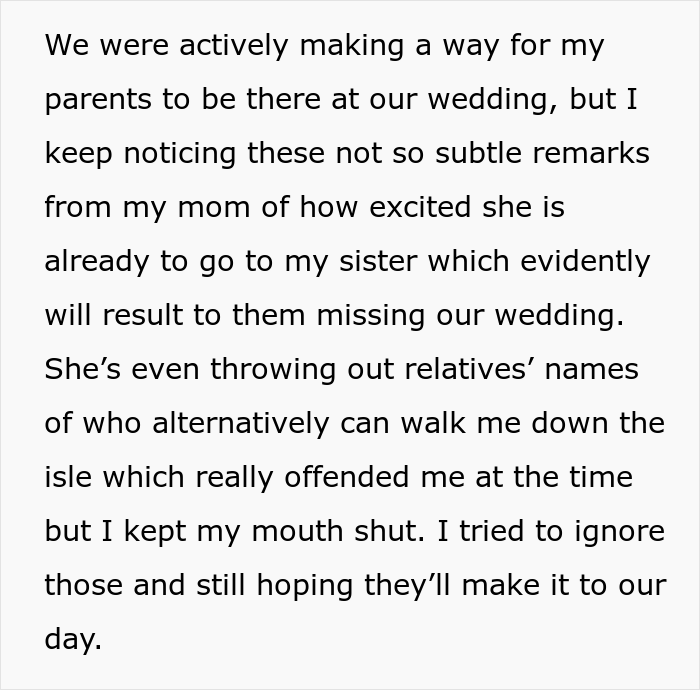 Bride-To-Be Asks If She's Wrong To Be Angry With Parents For Going On Vacation Instead Of Attending Her Wedding - 3