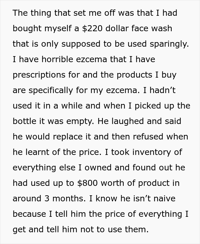 Woman Online Wonders If She’s A Jerk For Locking Her Expensive Toiletries Away From Her Boyfriend Woman Online Wonders If She’s A Jerk For Locking Her Expensive Toiletries Away From Her Boyfriend