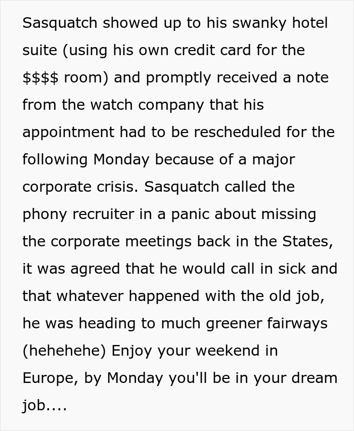 Man Gets Ex-Boss Fired For Skipping Important Meeting After Tricking Him Into Attending A Fake Job Interview In Europe