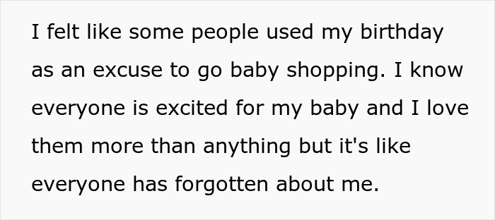 "People Have Told Me I Was Ungrateful And Selfish": New Mom Upset She Got Baby Stuff On Her Birthday, Wonders If She's A Jerk "People Have Told Me I Was Ungrateful And Selfish": New Mom Upset She Got Baby Stuff On Her Birthday, Wonders If She's A Jerk
