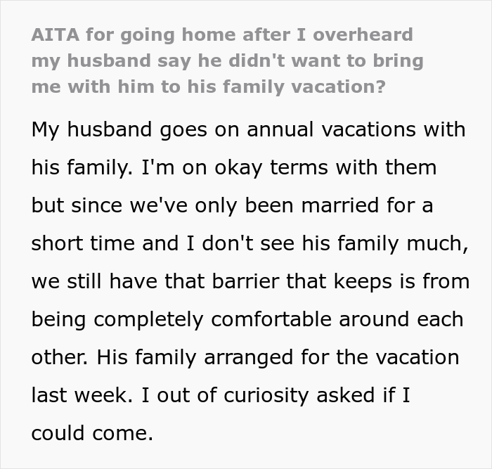 “I Felt So Shaken Up”: Woman Leaves Family Trip After Eavesdropping On Husband’s Conversation With Mother-In-Law “I Felt So Shaken Up”: Woman Leaves Family Trip After Eavesdropping On Husband’s Conversation With Mother-In-Law