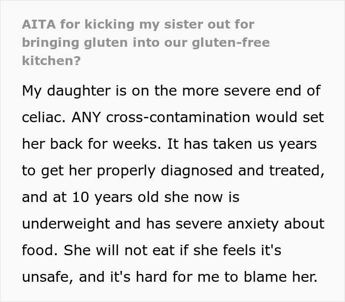 Man Praised For Kicking Sister Out After She Repeatedly Violated &ldquo;No Gluten&rdquo; Rule And Harmed His Child