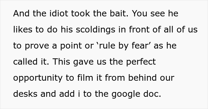"Smallest Girl Out Of All Of Us Volunteered To Be The Bait": Employees Collect Evidence And Create A Plan To Get Rid Of Their Toxic Boss And Succeed
