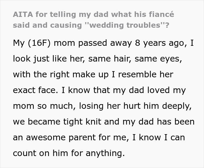 Woman Upset Her Fiancé's Daughter Refuses To Dye Her Hair So People Will Stop Telling Her How Much She Looks Like Her Mom Woman Upset Her Fiancé's Daughter Refuses To Dye Her Hair So People Will Stop Telling Her How Much She Looks Like Her Mom