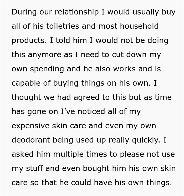 Woman Online Wonders If She’s A Jerk For Locking Her Expensive Toiletries Away From Her Boyfriend Woman Online Wonders If She’s A Jerk For Locking Her Expensive Toiletries Away From Her Boyfriend