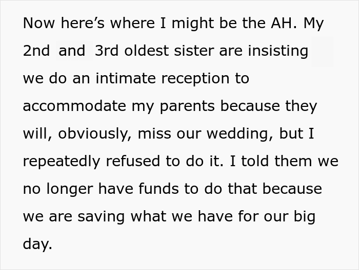 Bride-To-Be Asks If She's Wrong To Be Angry With Parents For Going On Vacation Instead Of Attending Her Wedding - 8