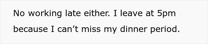 Employee Is Told To Have Their Meals Only During Assigned Time Periods, They Maliciously Comply And End Up Doing Less Work
