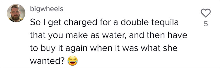 Bartender Gets Appreciated Online For Swapping Tequila With Water When She Suspects Danger Around Women Bartender Gets Appreciated Online For Swapping Tequila With Water When She Suspects Danger Around Women