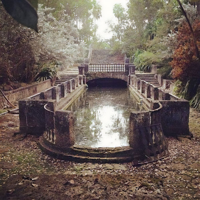 A Mossy Reflecting Pool On An Abandoned Estate In Florida
